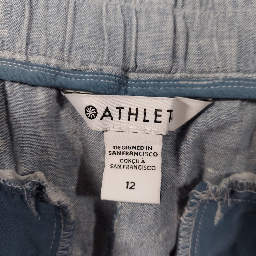 Athleta Pants Womens 12 Blue Cabo Linen Jogger Drawstring Cuffed Lightweight - Picture 5 of 11